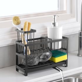 VEVOR Kitchen Sink Caddy Organizer, 2 Tier Sponge Holder for Kitchen Sink with High Brush Holder & Divider, Storage Rack with Rotatable Drainage