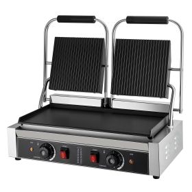 VEVOR Commercial Panini Grill, 3600W Electric Sandwich Panini Maker, Stainless Steel Double Sandwichs Press Grill with Handle and Temp Control