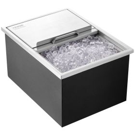 VEVOR Drop in Ice Chest, 24"L x 18"W x 13"H Stainless Steel Ice Cooler, Commercial Ice Bin with Sliding Cover, 40.9 qt Outdoor Kitchen Ice Bar