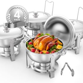 VEVOR Chafing Dish Buffet Set, 5 Qt 4 Pack, Stainless Steel Chafer with 4 Full Size Pans (Style: Silvery, Set: 4 Pcs)