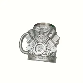 V6/V8 Engine Design Mug - Heavy-Duty Metal Construction, Double-Wall Insulated Cup With Non-Slip Grip - Vintage Automotive Beer Cup, Coffee Mug (Option: V8)